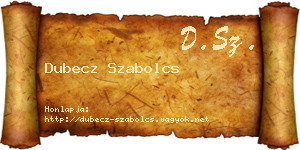 Dubecz Szabolcs névjegykártya